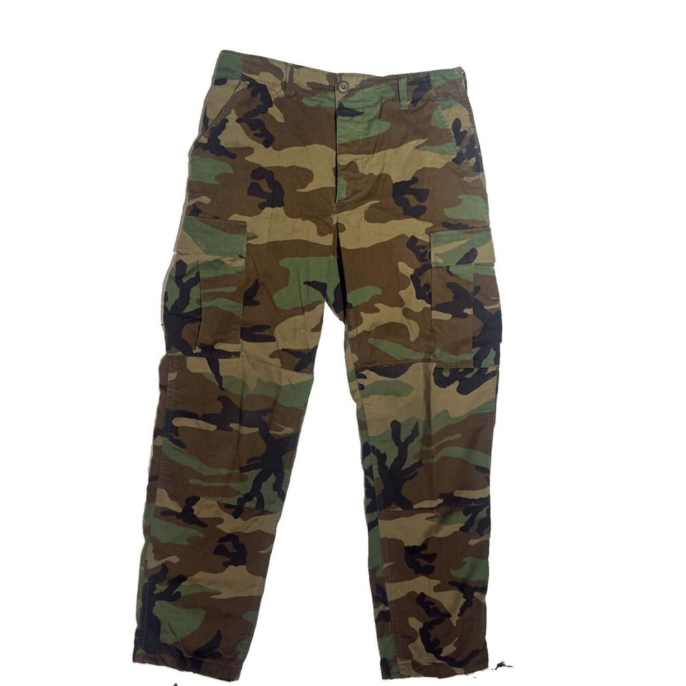 Small Regular - Vintage US Army USAF USMC BDU Cargo Pants Woodland Camo